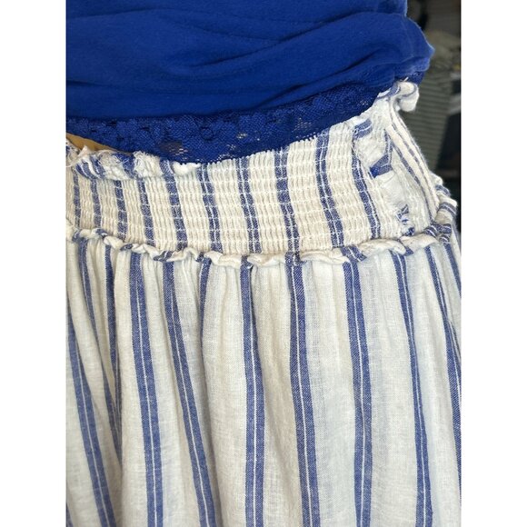 Rails Smocked Waist Linen Blend Skirt in Villa Stripe Cottagecore Boho - Picture 3 of 6